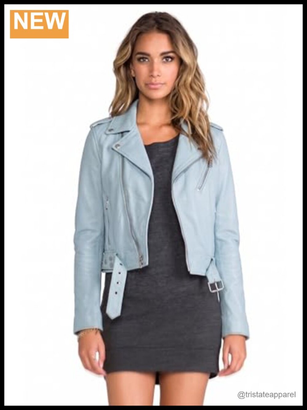 Women's Lambskin Leather Biker Jacket Asymmetric Zip Moto Coat